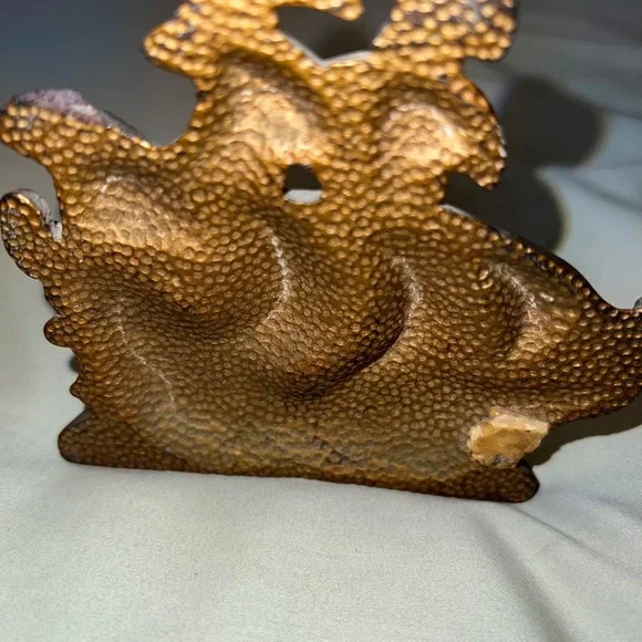 Vintage Cast Iron Pirate Ship Galleon Bookend Doorstop Nautical Bronze Tone 4.5" - Picture 5 of 6